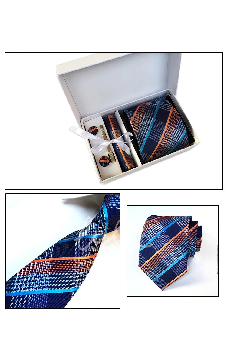 Satin Wide Tie and Pocket Square Combo Plus Cufflinks and Tie Clip Set-11 Color Options