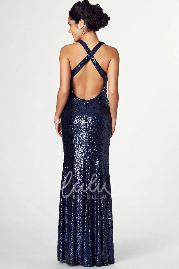 Split-Front Sequin V-Neck Sleeveless Prom Dress Modern Women's Formal Dress