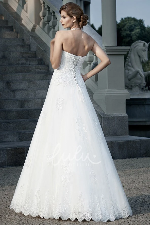 Strapless A-Line Lace Wedding Dress with Floor-Length
