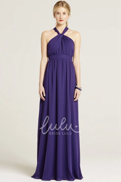 Bowed Halter Chiffon Bridesmaid Dress Sleeveless