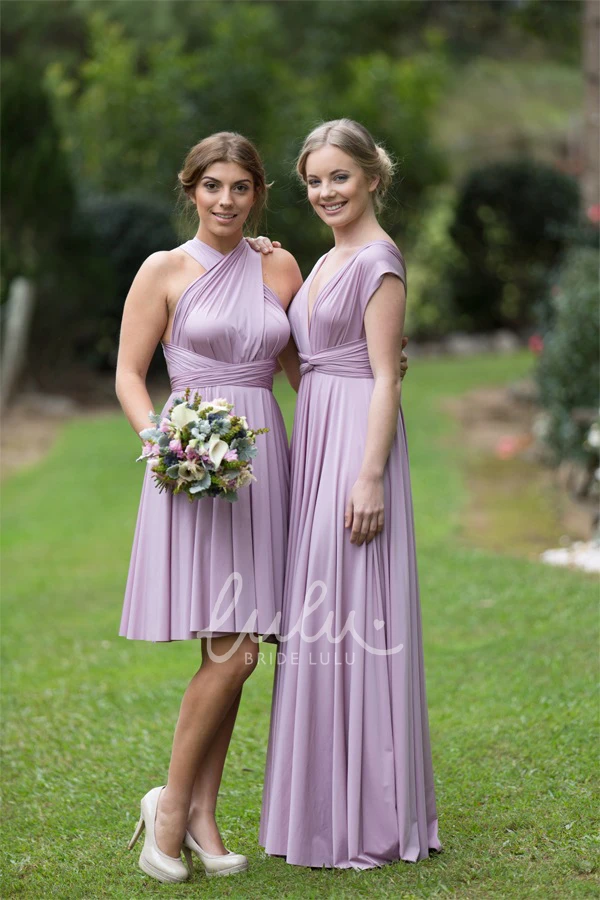 Strapped Ruched Chiffon Bridesmaid Dress Knee-Length Sleeveless