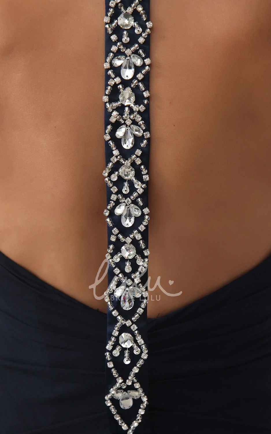 Halter Back Crystal A-Line Formal Formal Dress