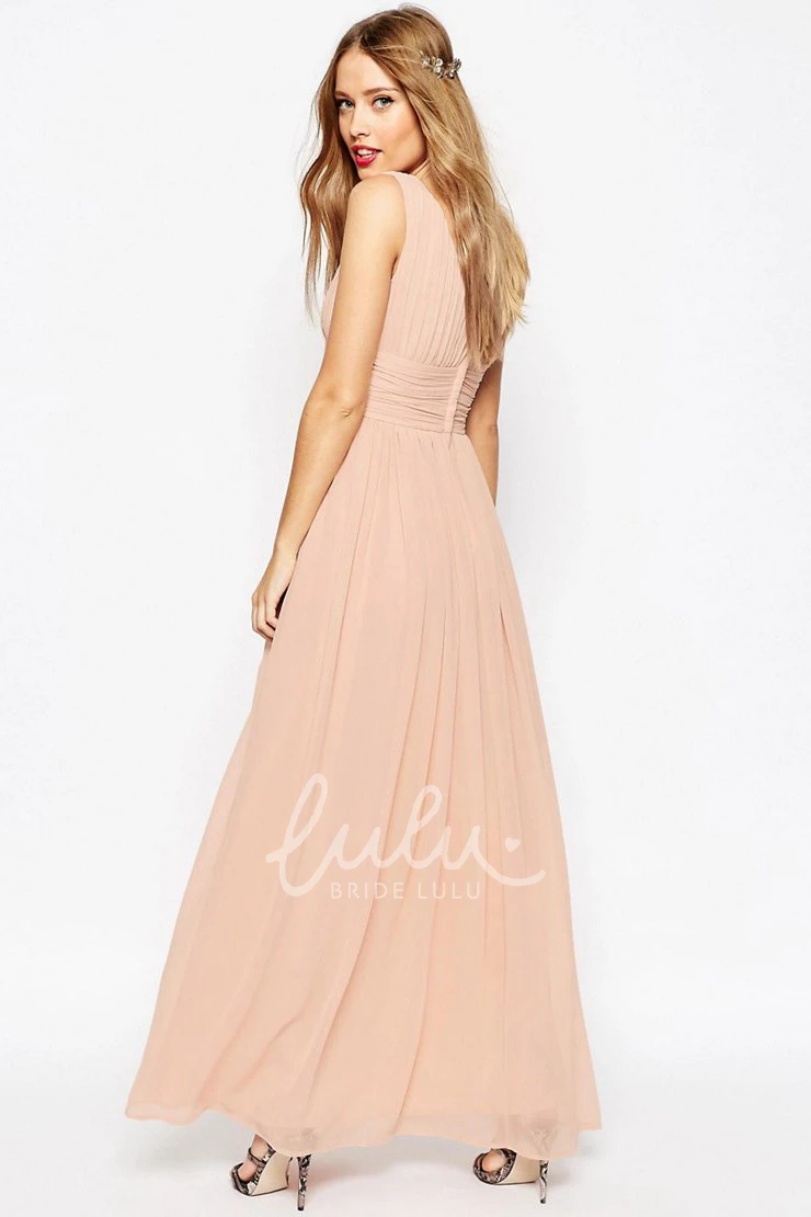 Criss-Cross Strapped Chiffon Bridesmaid Dress Sleeveless