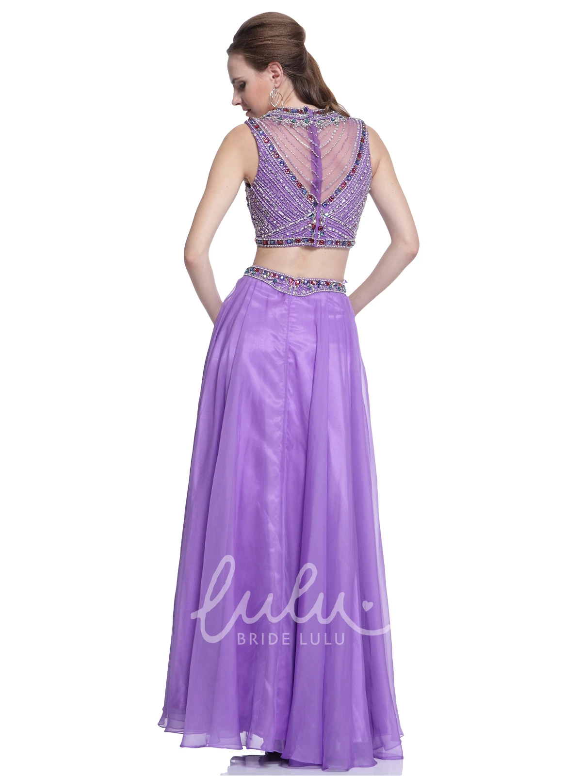 Two-Piece Illusion Maxi Dress with Beading for Bridesmaids