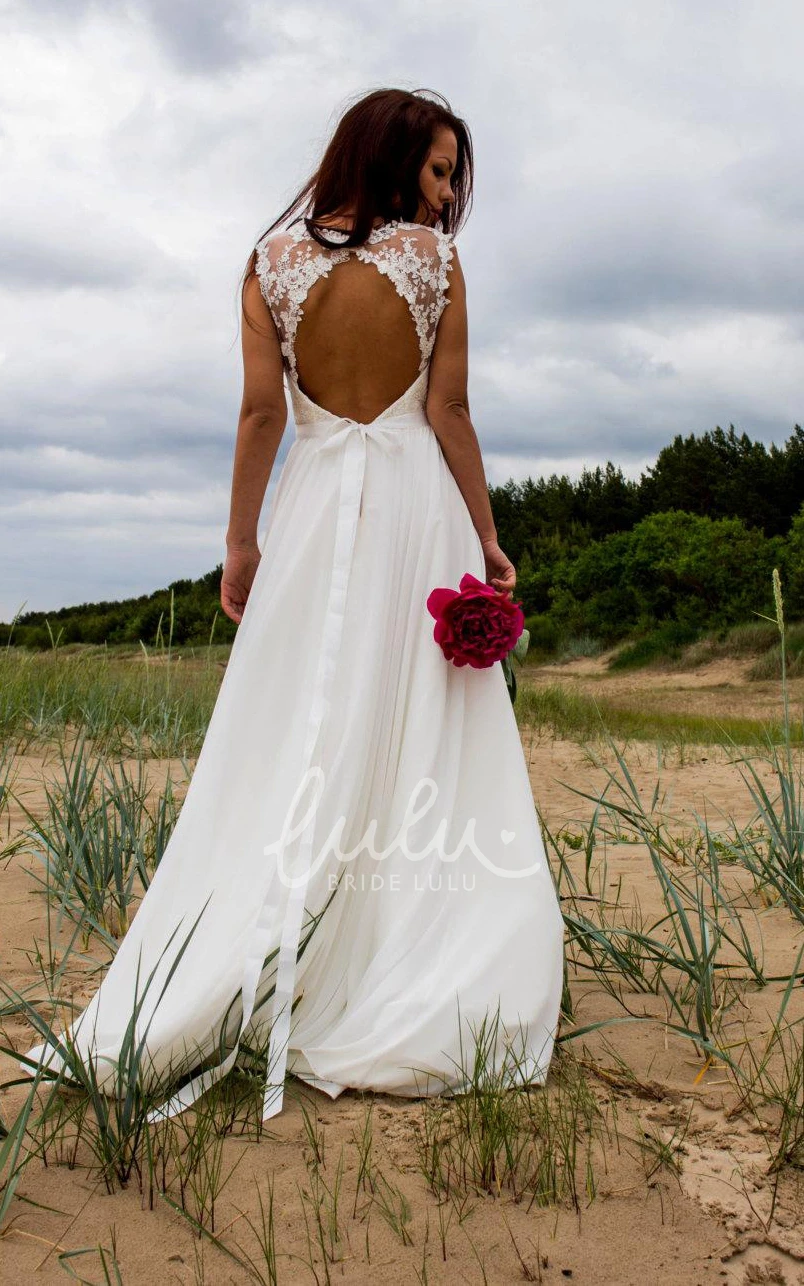 Chiffon Lace Wedding Dress with Illusion Elegant 2025 Bridal Gown