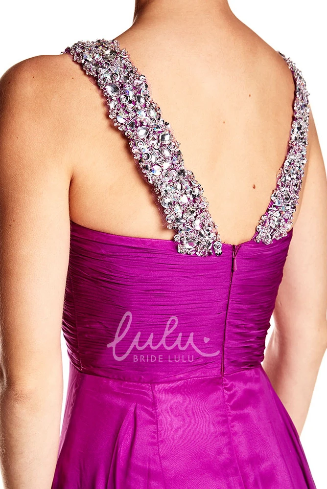 Floor-Length Strappy Sleeveless Chiffon Prom Dress with Beading Flowy Prom Dress