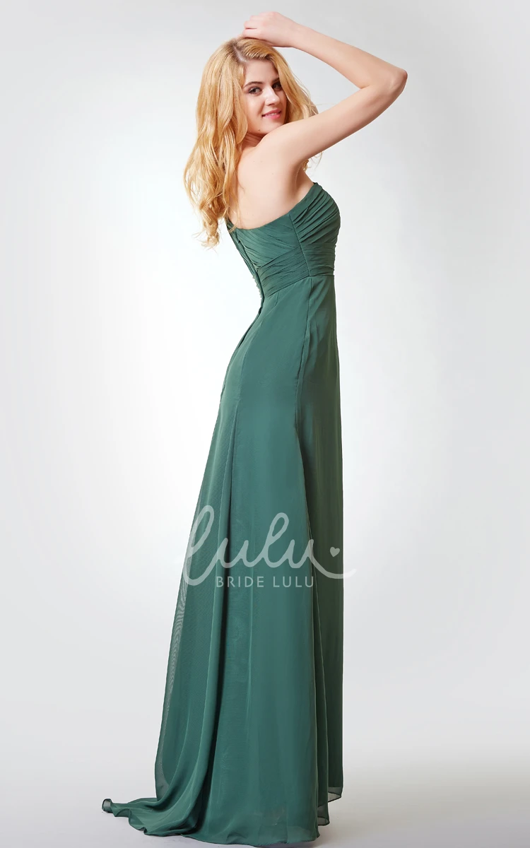 Chiffon Sleeveless A-line Bridesmaid Dress with Flower Long