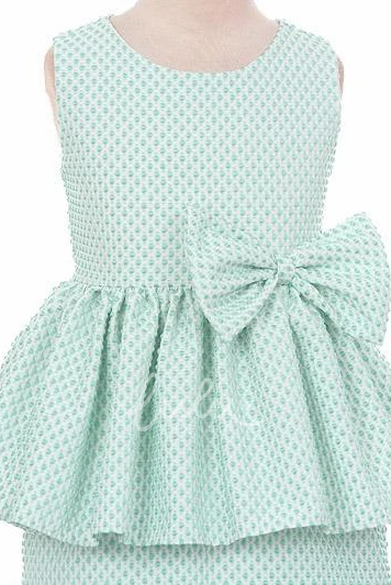 Peplum Bowed Flower Girl Dress Knee-Length Elegant Design