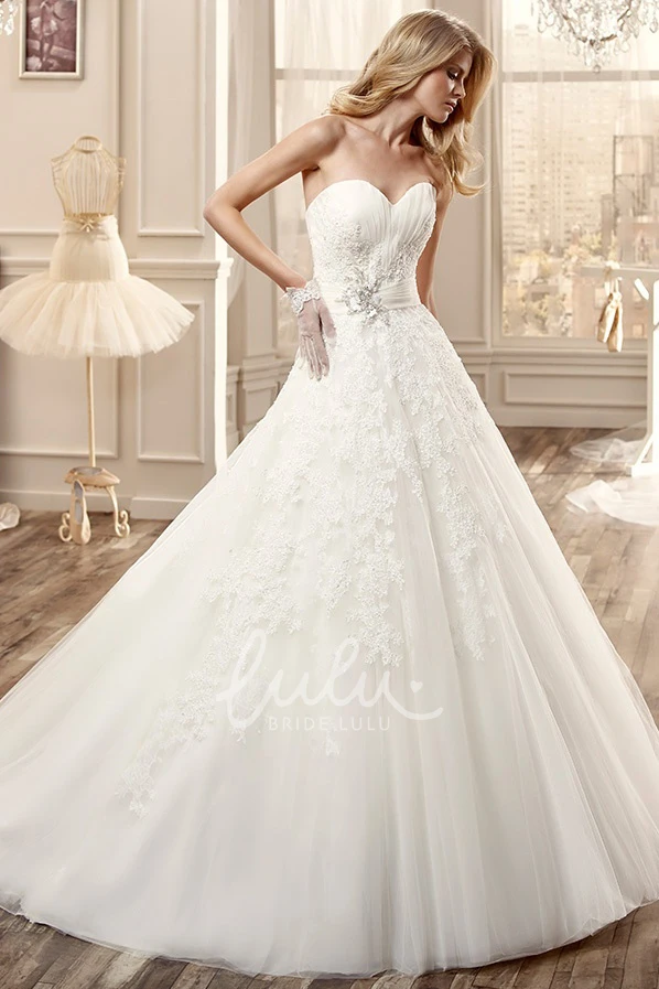 Side Floral Waist Sweetheart Ruching Long Wedding Dress
