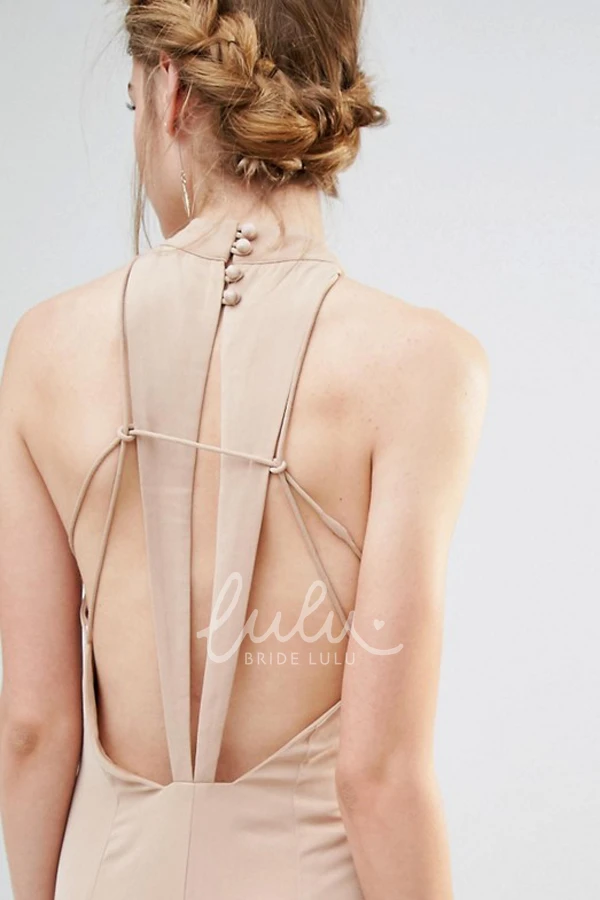 Chiffon Bridesmaid Dress With Straps Sheath Ankle-Length High Neck