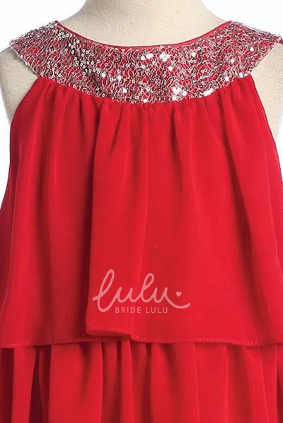 Chiffon Sequin Embroidered Flower Girl Dress Elegant Wedding Dress for Girls