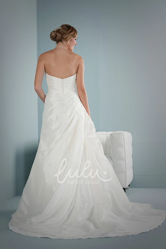 Pick-Up Satin A-Line Wedding Dress with Ruffles and Low-V Back