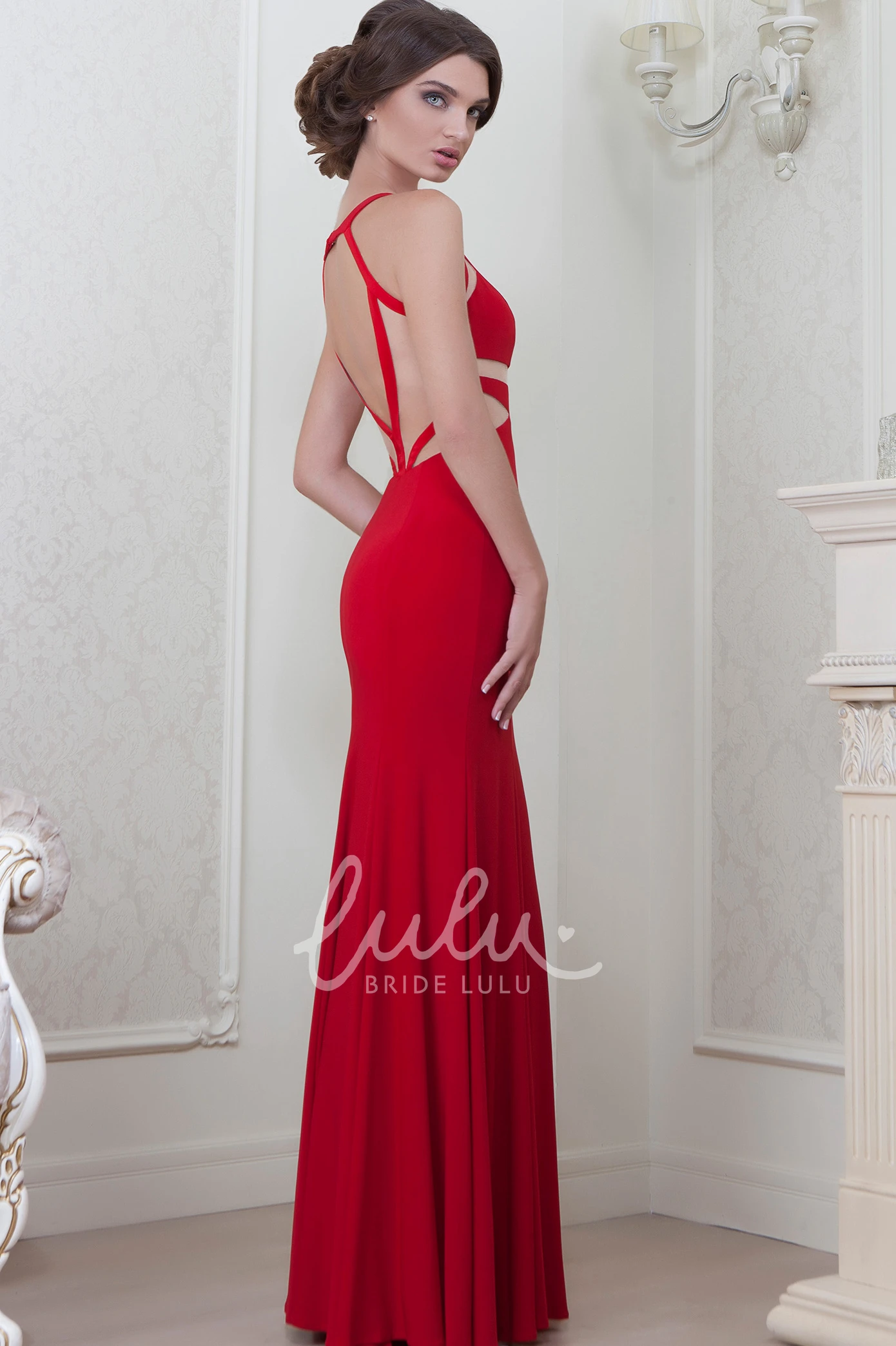 V-Neck Sleeveless Floor-Length Sheath Bridesmaid Dress