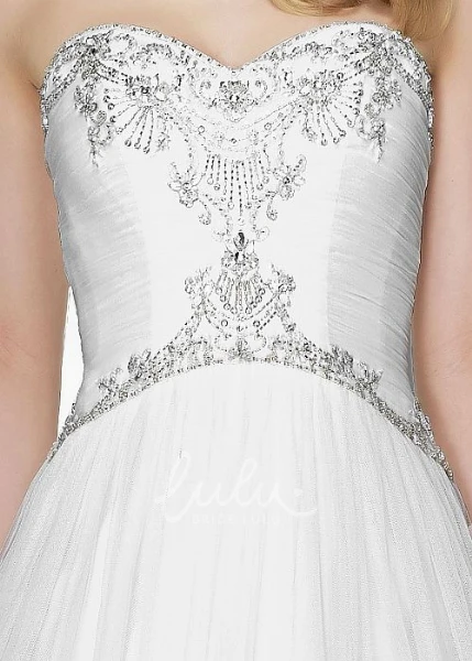 Ruched Tulle & Satin Warm Wedding Dress with Beading A-Line