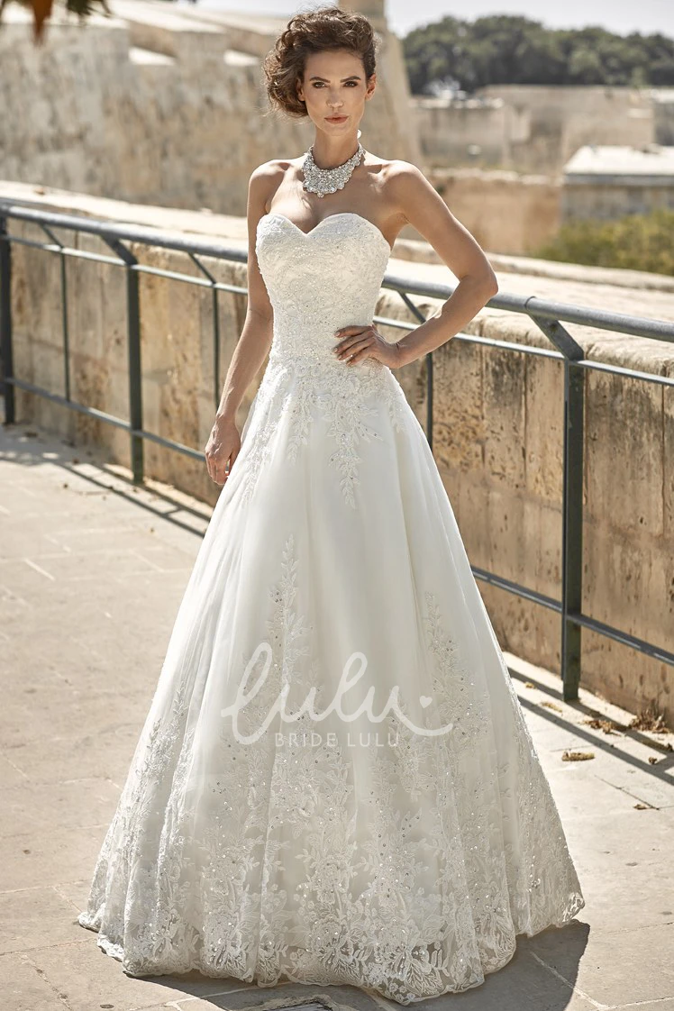 Lace A-Line Wedding Dress with Sweetheart Neckline and Beading Simple Wedding Dress