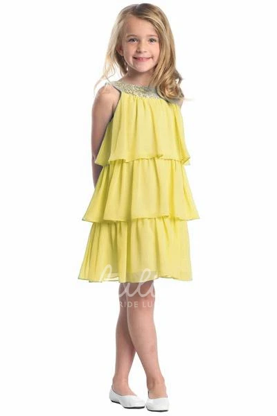 Embroidered Chiffon & Sequin Flower Girl Dress Flowy Dress for Weddings