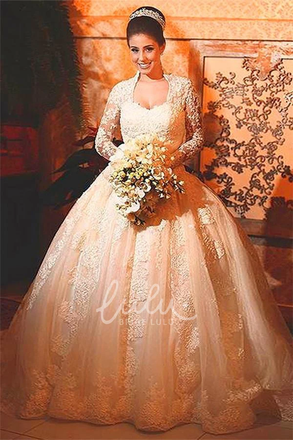 Long Sleeve Lace Wedding Dress with Ball Gown Wedding Dress