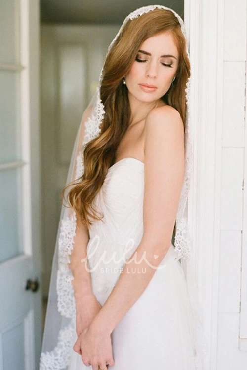 Soft Tulle Wedding Veil with Lace Applique Edge Elegant Wedding Dress Accessory