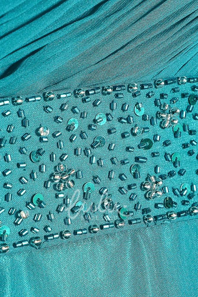 Chiffon One-Shoulder Ruched Sleeveless Prom Dress with Straps Flowy Prom Dress