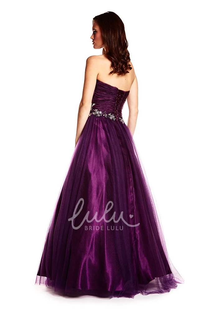 A-Line Criss-Cross Sweetheart Tulle&Satin Prom Dress Modern Prom Dress