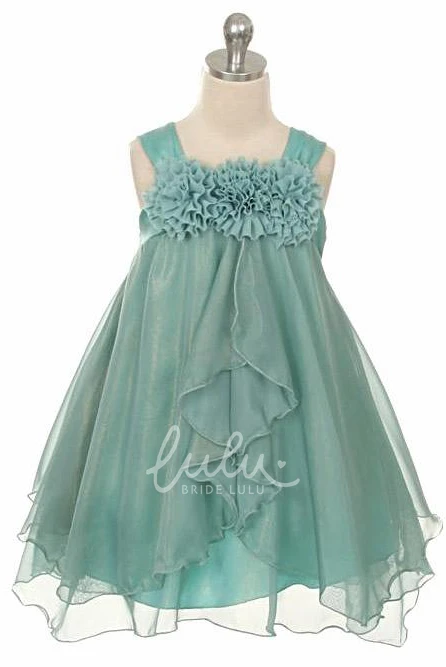 Straps Empire Chiffon Tea-Length Flower Girl Dress Simple Country Dress