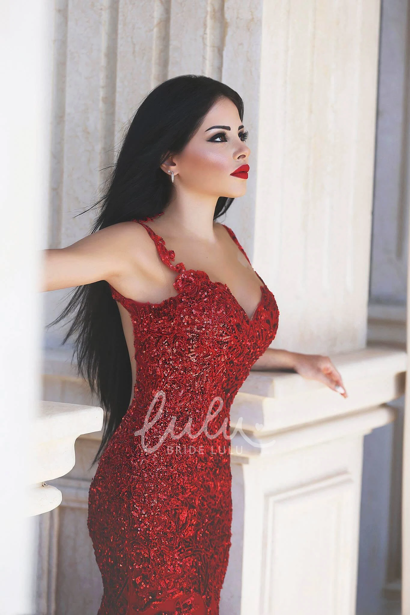 Sexy Plunging V-neck Mermaid Prom Dress with Beading