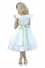 Cap-Sleeve Taffeta Tea-Length Flower Girl Dress for Weddings