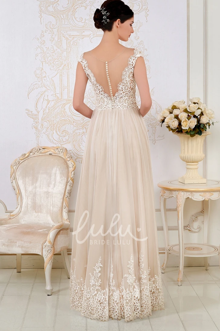Chic Cap-Sleeve Lace Wedding Dress with Sheath Maxi Silhouette