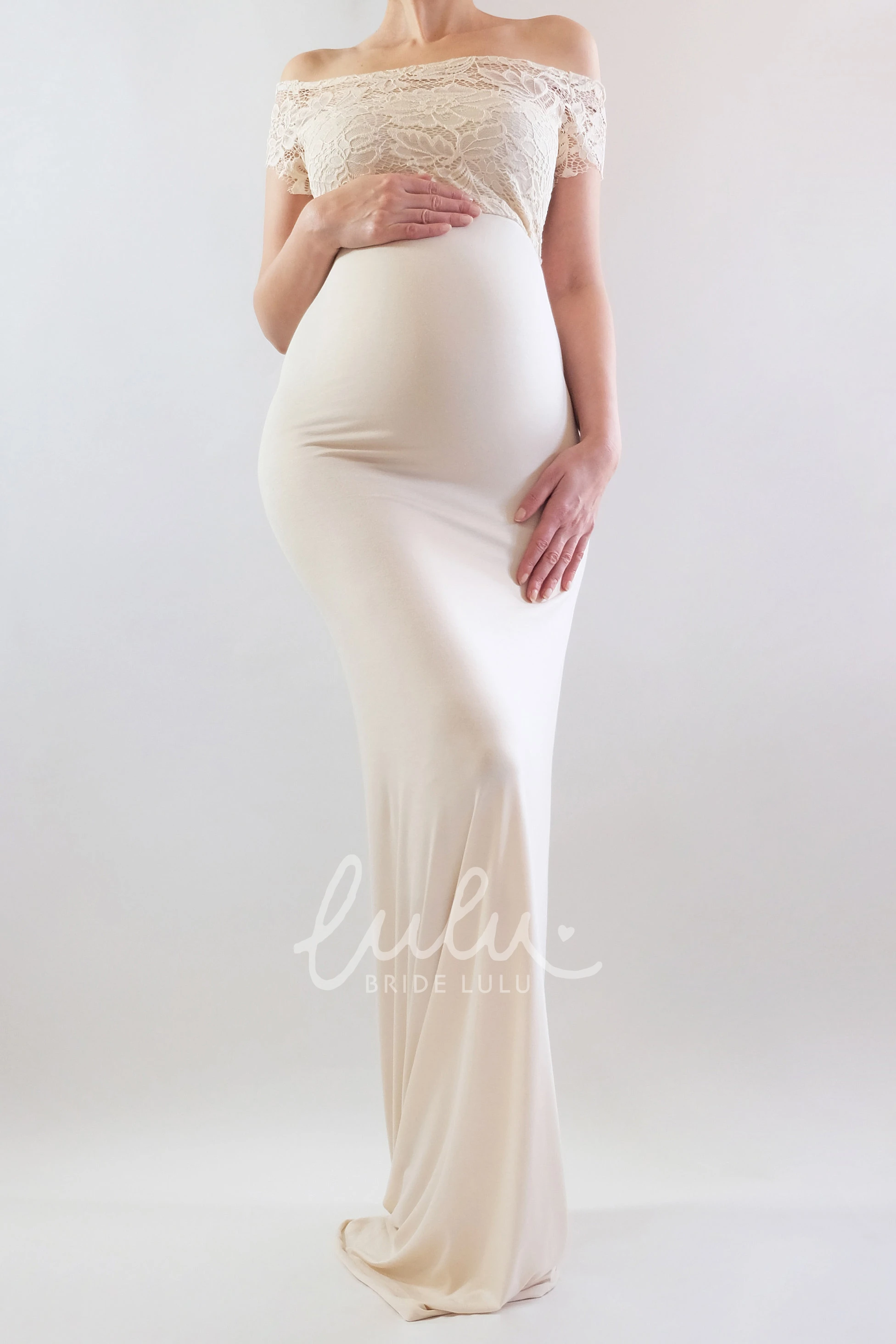 Boho Maternity Dress with Short Sleeves and Empire Waist