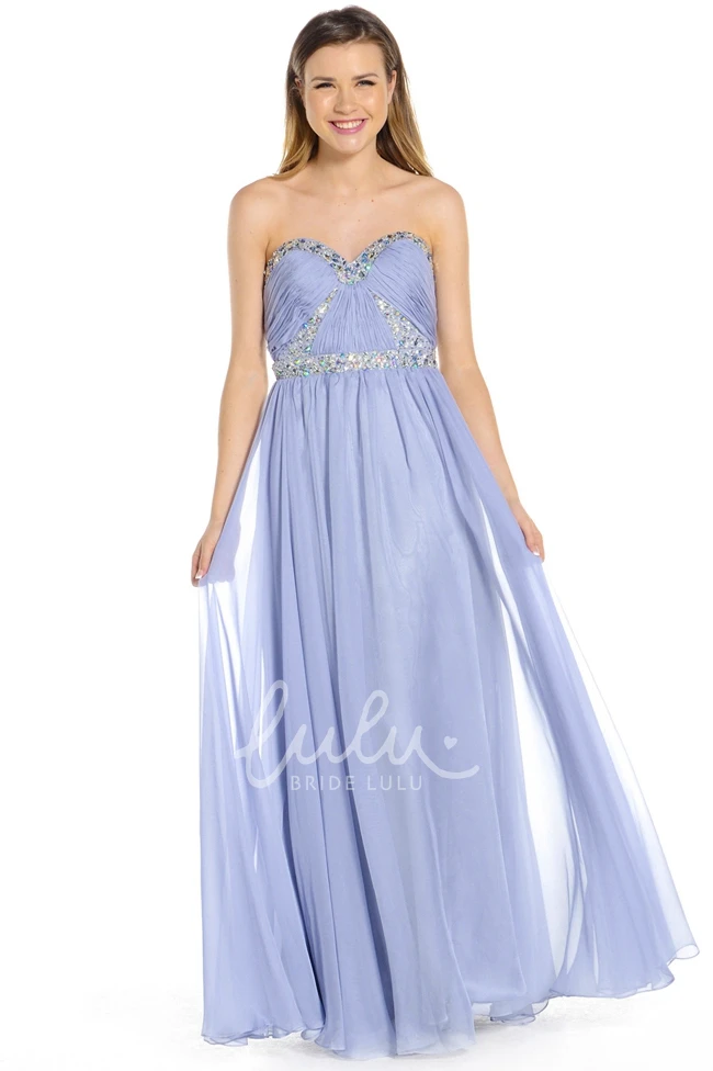 Chiffon Sweetheart Prom Dress Sleeveless Floor-Length Beaded