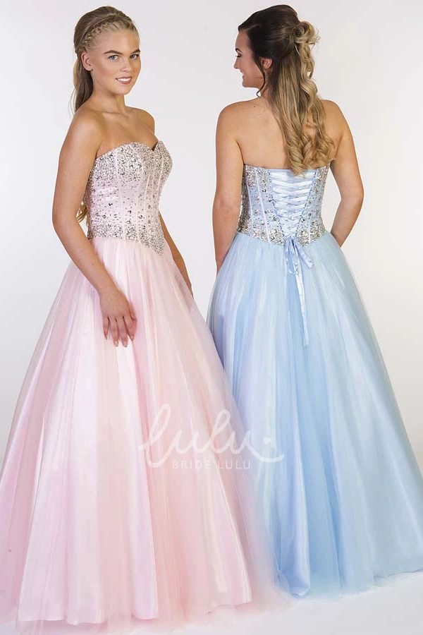 A-Line Tulle Prom Dress with Sweetheart Neckline and Beaded Bodice