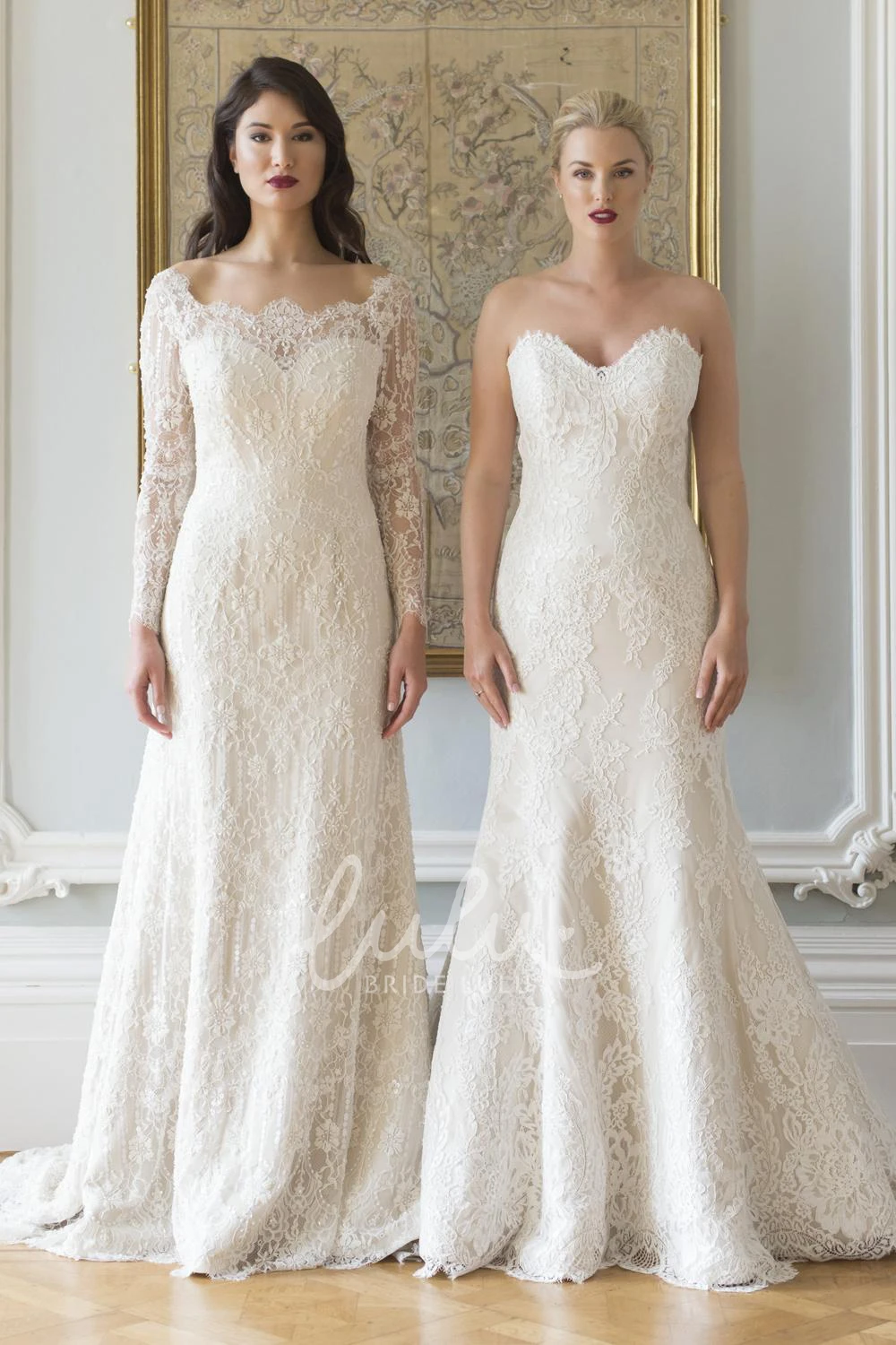 Maxi Lace Wedding Dress with A-Line Silhouette and Illusion Sleeves