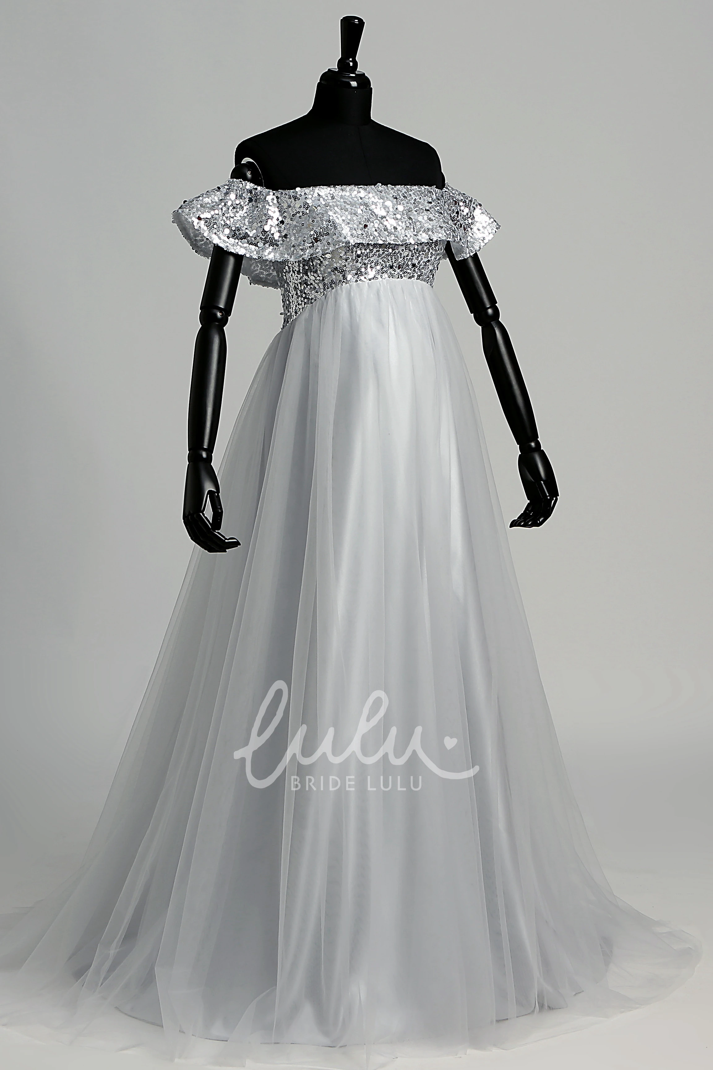 Maternity A-line Tulle Dress with Beading and Pleats Bridesmaid Dress