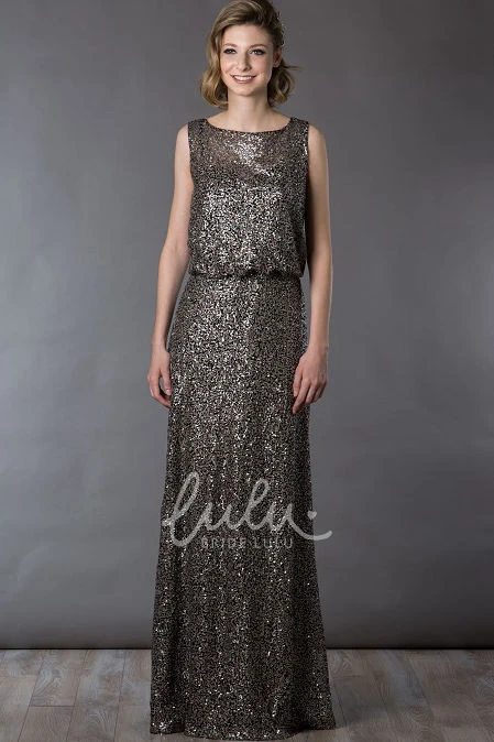 Casual Style Long Mother of the Bride Dress Sleeveless Allover Sequin Embellishment