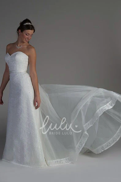Sweetheart Lace Tulle Bridal Dress With Satin Sash