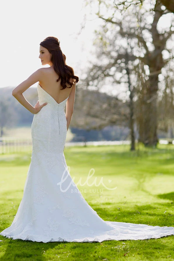 Appliqued Lace Wedding Dress with Court Train Sweetheart