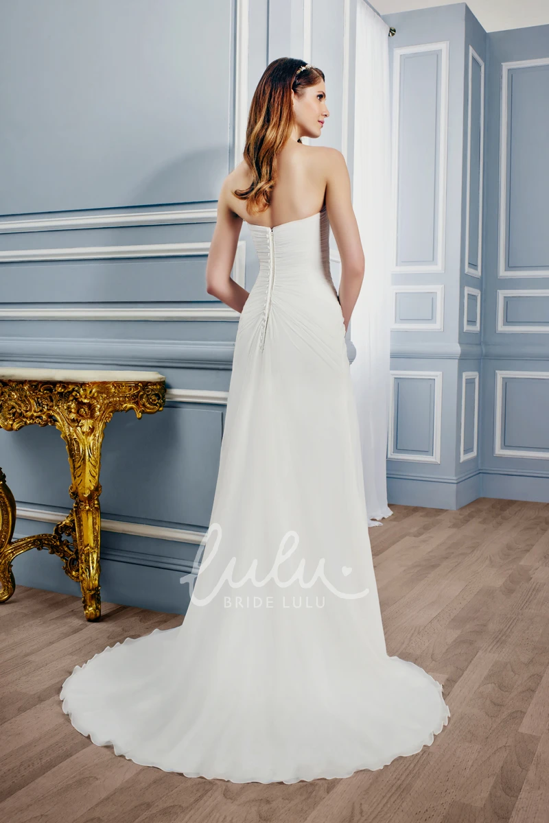 Sweetheart Chiffon Wedding Dress with Criss Cross and Zipper Modern Sheath Bridal Gown