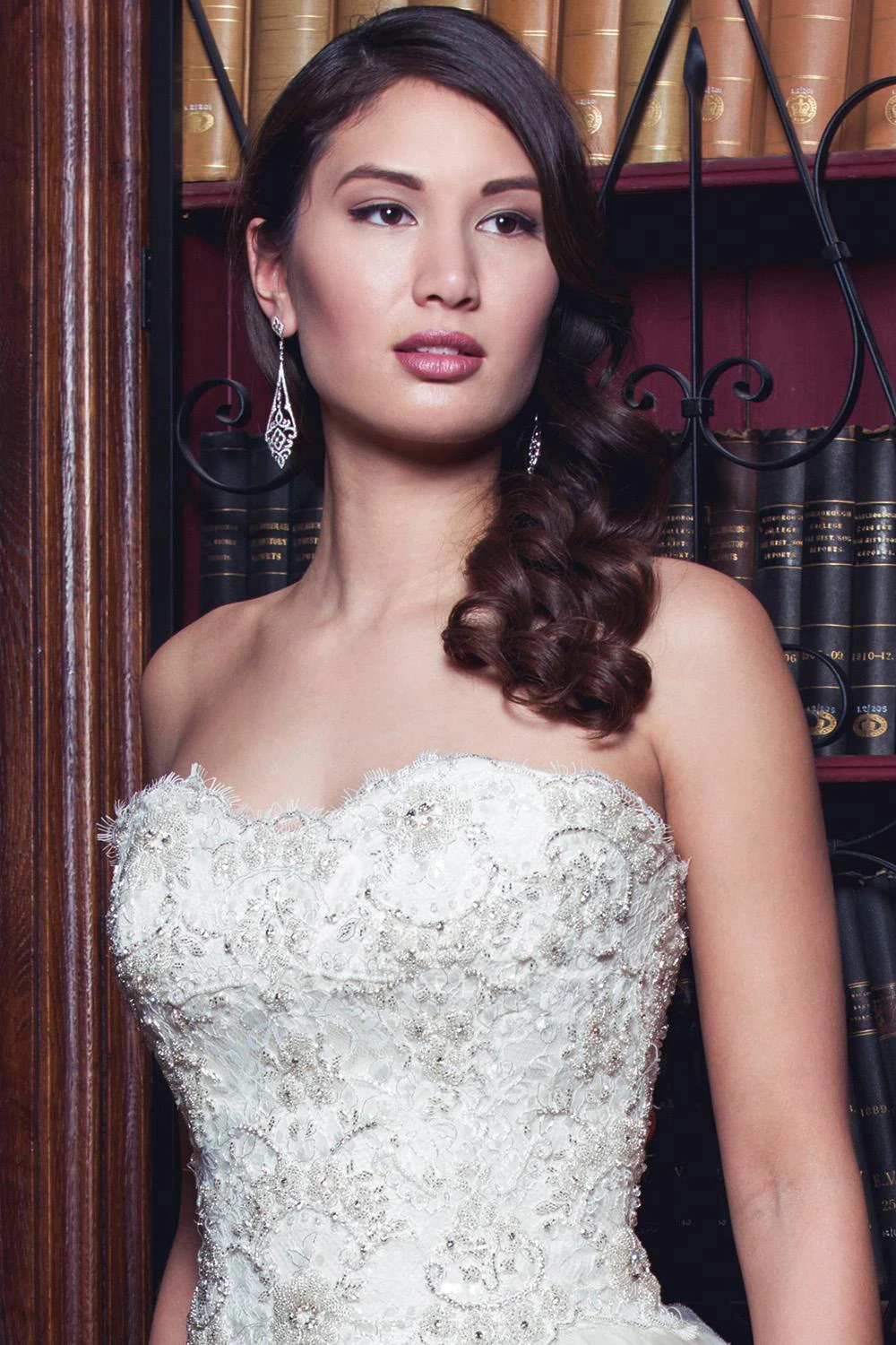 Beaded Strapless A-Line Wedding Dress with Appliques Gorgeous Bridal Gown