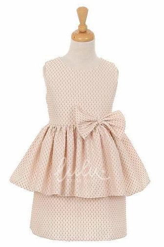 Peplum Bowed Flower Girl Dress Midi Elegant Dress