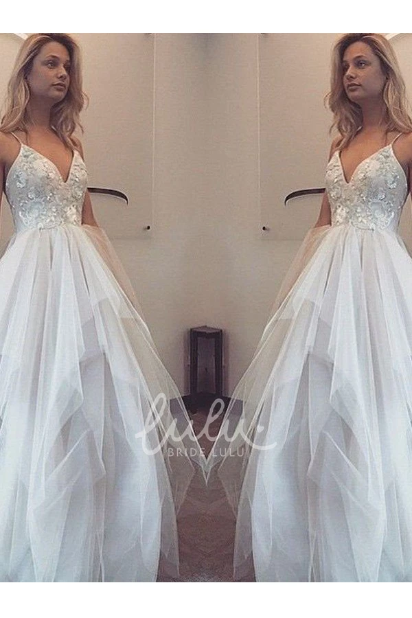 Lace Tulle Sleeveless A-Line Formal Dress with Floor-length