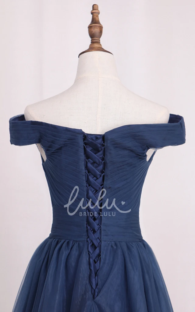 Short Sleeve Tulle A-Line Formal Dress with Ruching Ethereal & Elegant Formal Dress