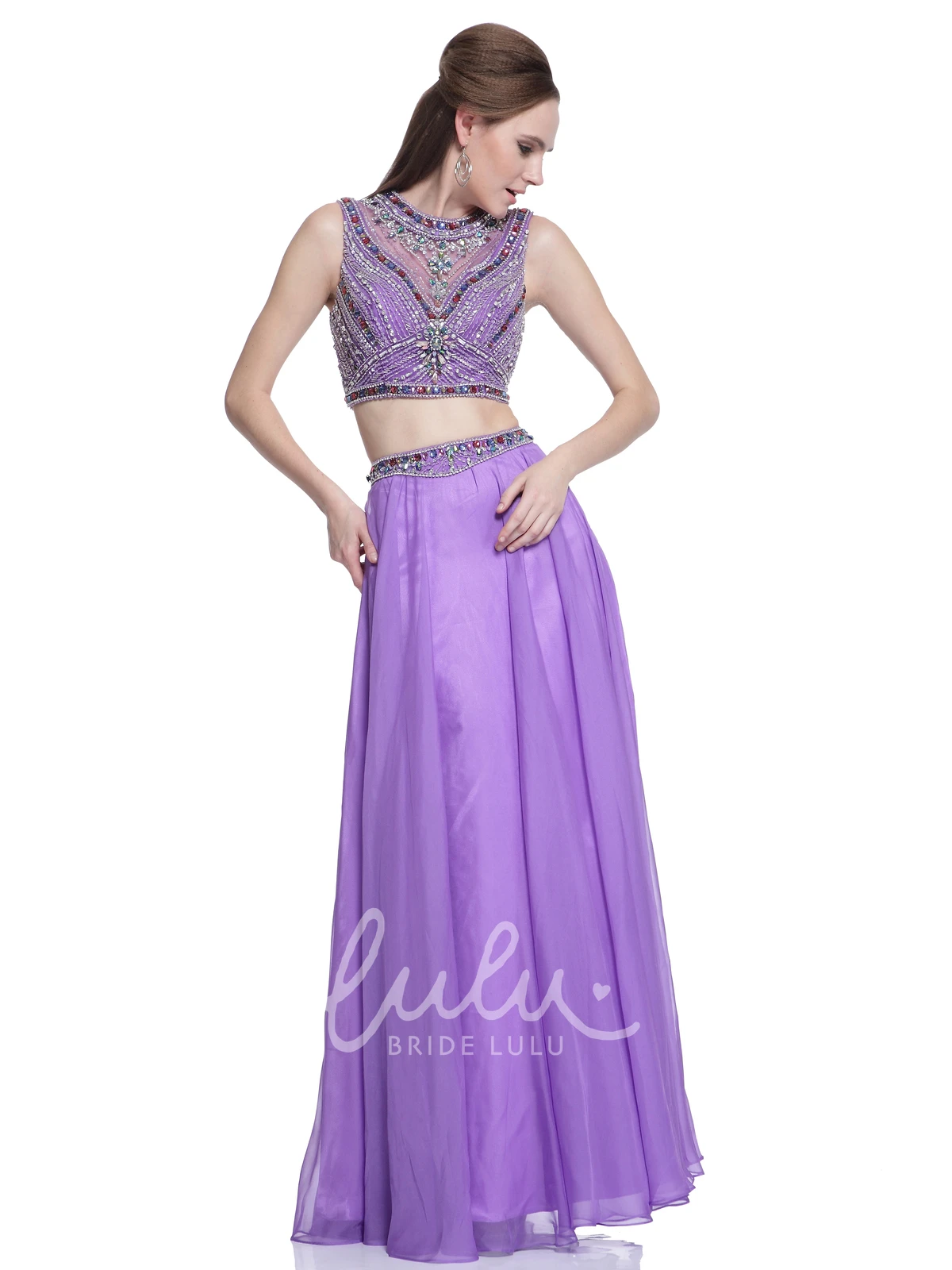 Two-Piece Illusion Maxi Dress with Beading for Bridesmaids