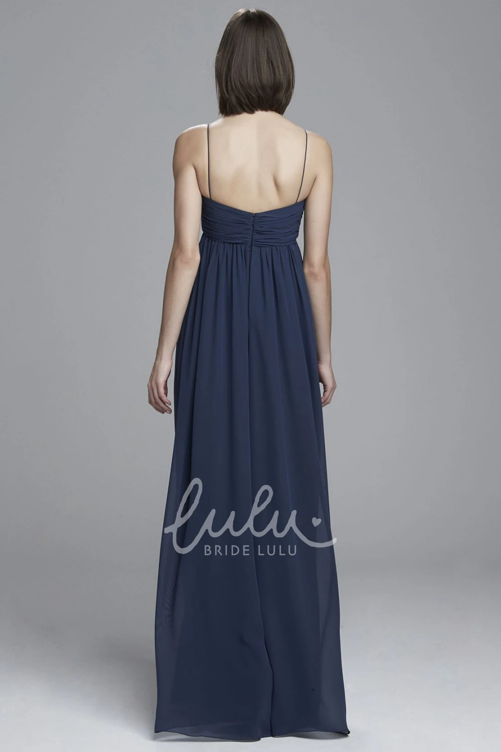 Empire Spaghetti Chiffon Bridesmaid Dress with Ruching Classy Bridesmaid Dress