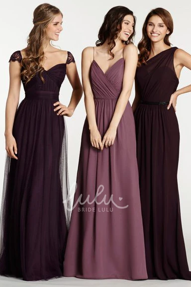 Spaghetti Chiffon Bridesmaid Dress with Ruching Maxi
