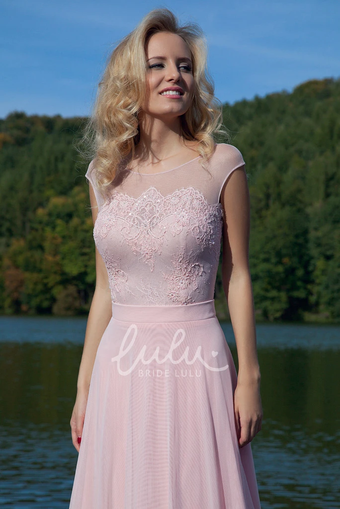 Lace Scoop-Neck Sheath Prom Dress Floor-Length & Modern