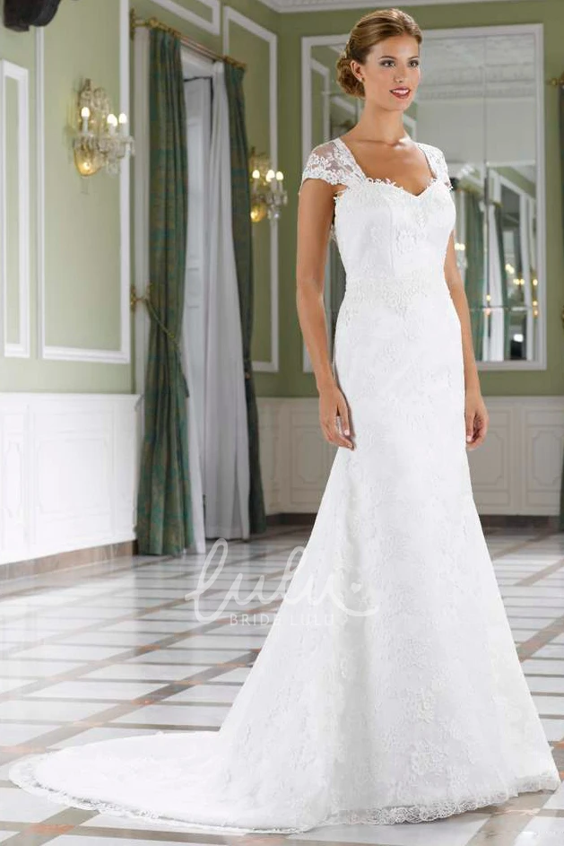 Cap-Sleeve Sweetheart Lace Wedding Dress