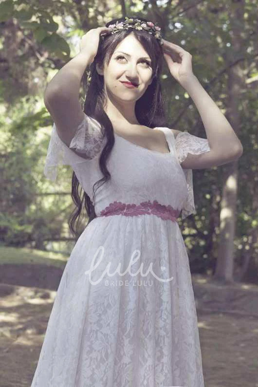 Vintage Lace Wedding Dress with Low-V Back and Sweep Train