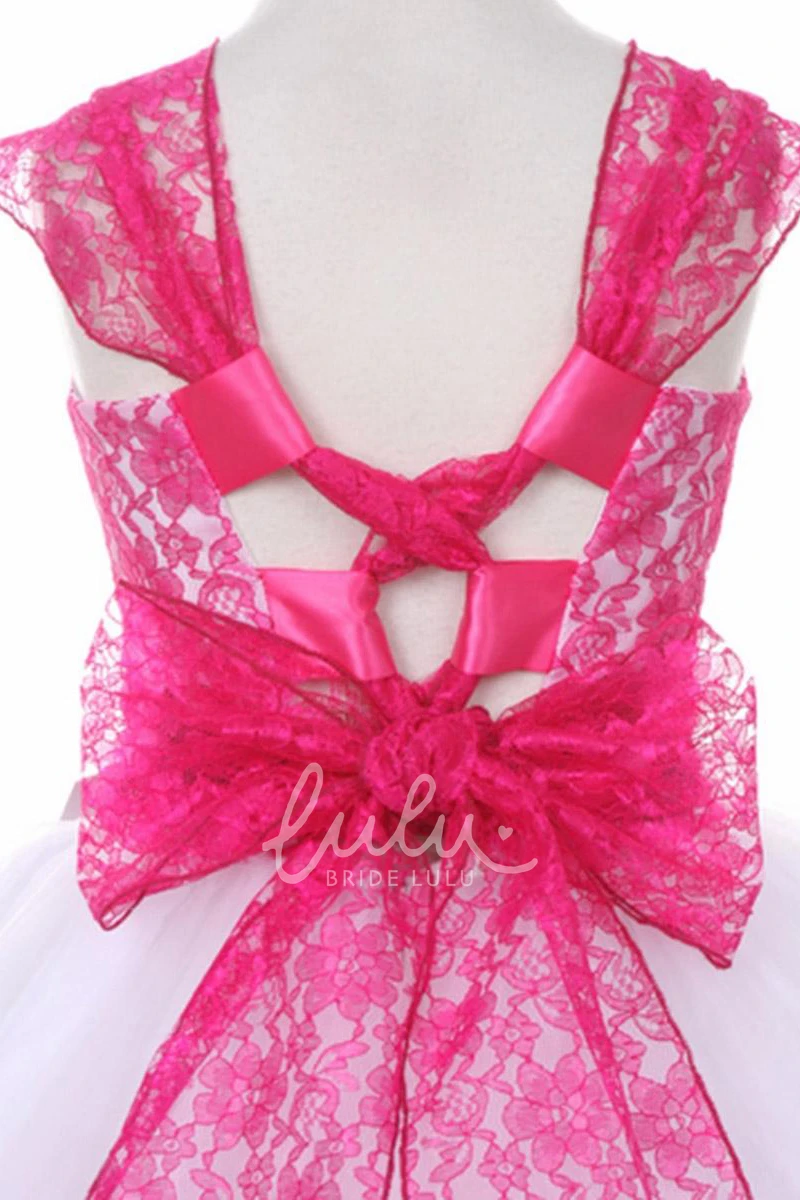 Criss-Cross Tea-Length Tulle&Lace Flower Girl Dress