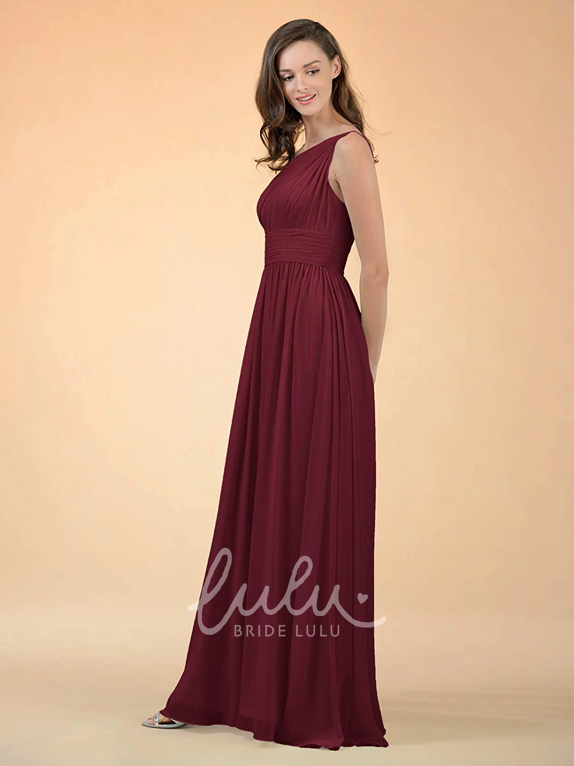 One-shoulder Sleeveless Chiffon A-line Bridesmaid Dress with Ruching Elegant