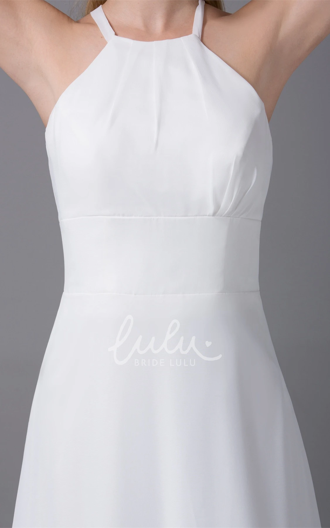 Sleeveless Halter Chiffon A-Line Long Wedding Dress Simple Beach Bridal Gown